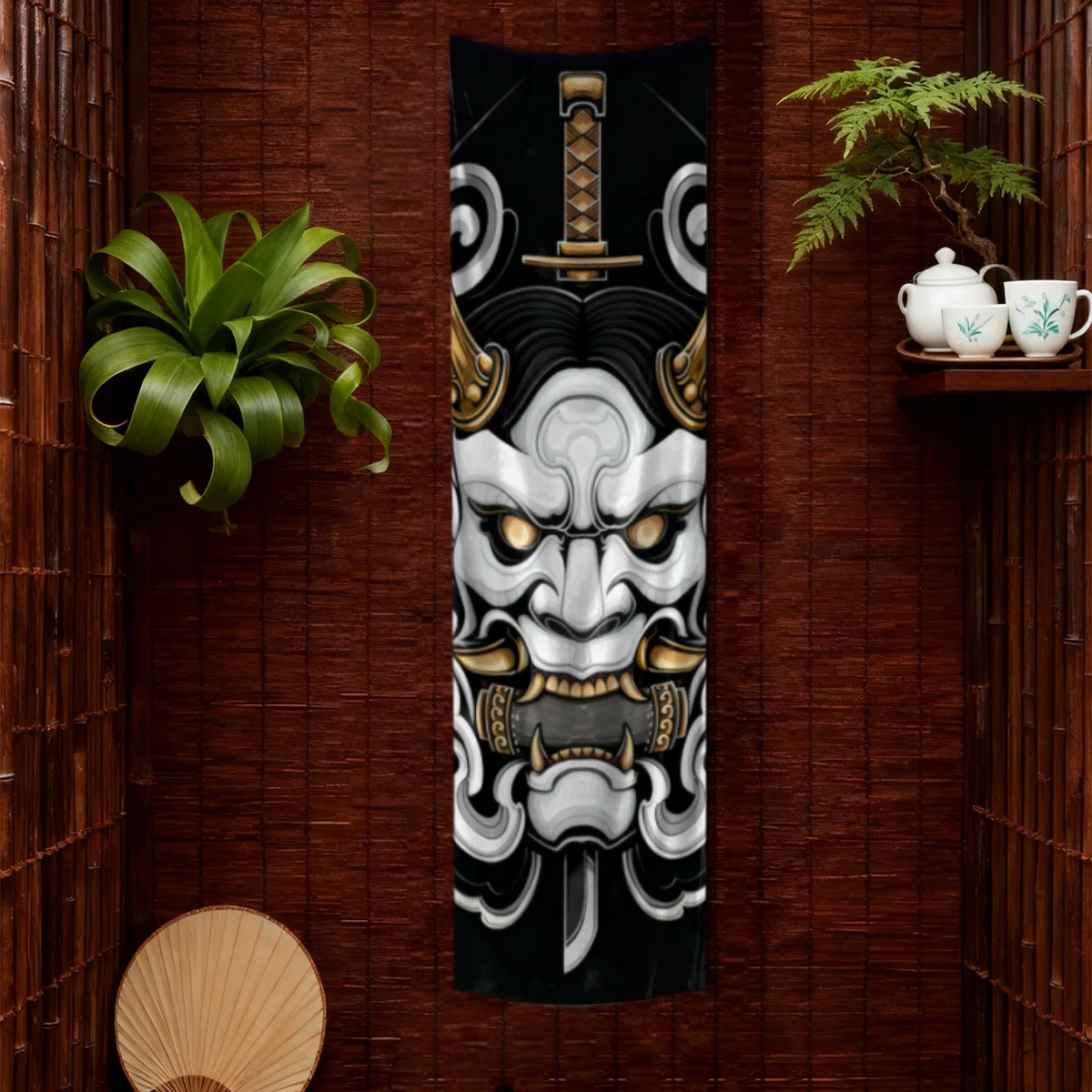 2D Knife And Mask Creative Tapestry Wall-Mounted Tapestry Polyester Wall Hanging Fabric Home Background Decoration