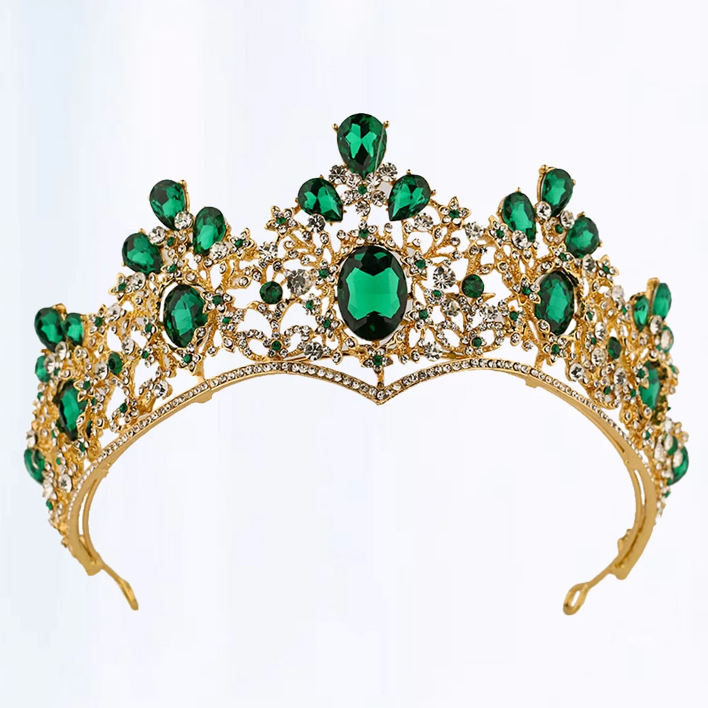Elegant Green Bride Crown Baroque Wedding Headdress Party Hair Ornament Fashion Photography Accessories Bride Crown