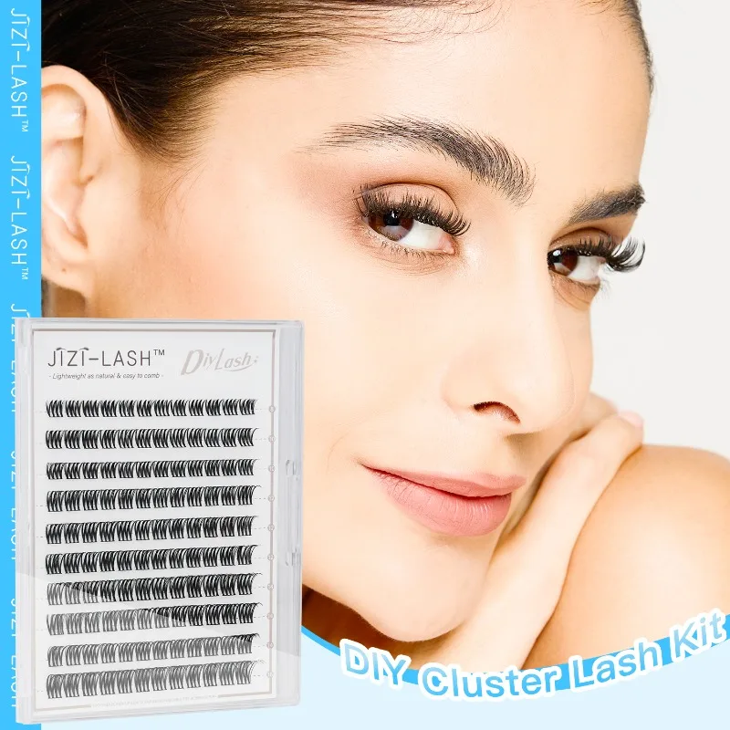 

JIZI-LASH 120 Pcs Lashes Clusters DIY Mixed Length False Eyelashes Kit Natural Popular Manga Eyelashes Makeup Tools