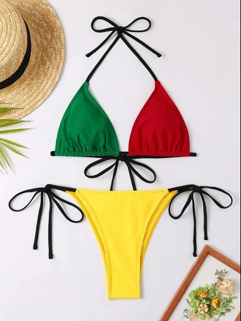 Bikini Seksi Bikini Push Up untuk Wanita Segitiga Pakaian Renang Brasil Terikat Tali Baju Renang Musim Panas Pakaian Mandi Maillot De Bain Femme