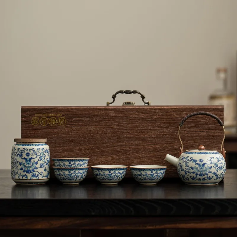 Ru Kiln Kung Fu tea set, complete set, with souvenir gifts, Father's Day gifts
