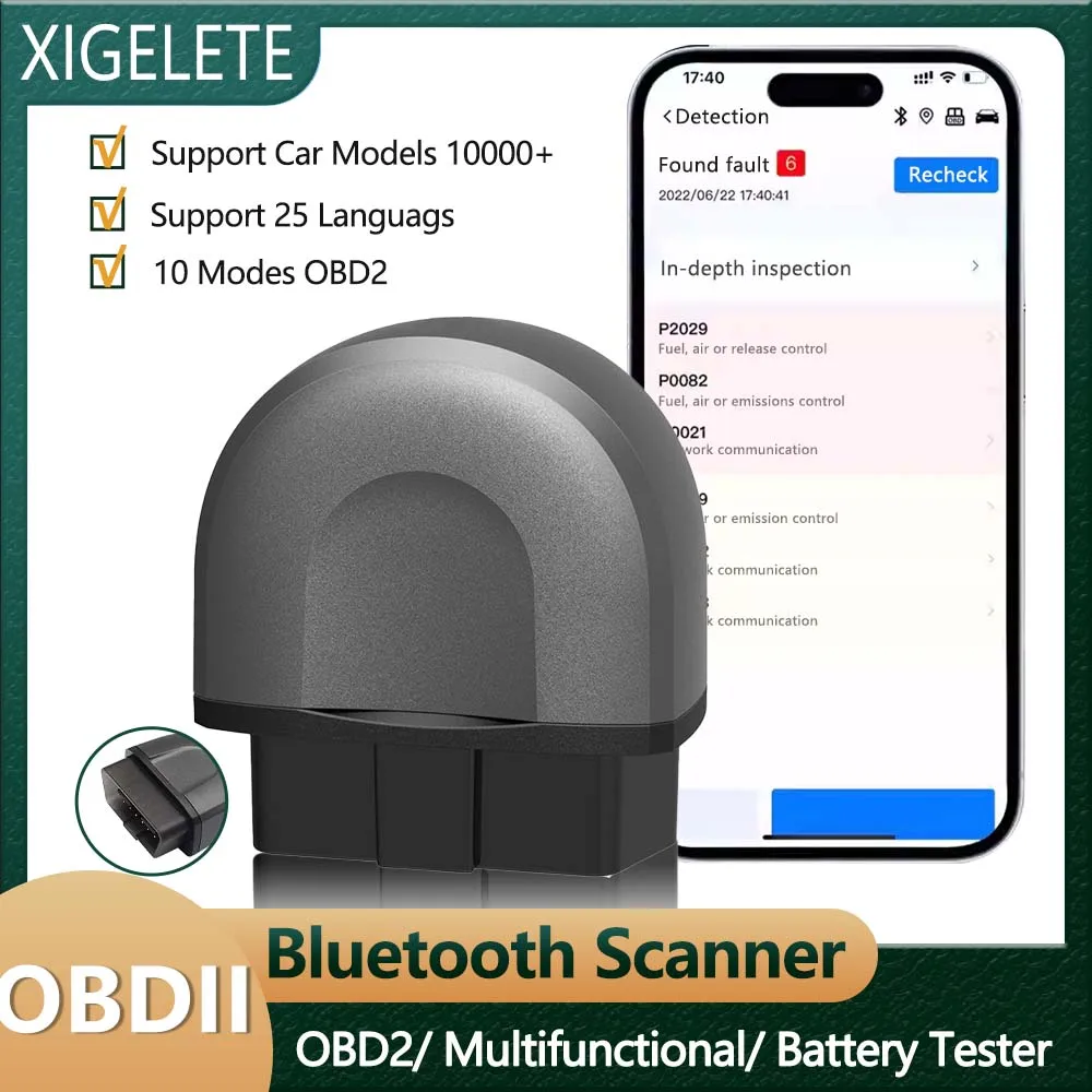 On-Board Diagnostic Tool Multi-Function Bluetooth Code Reader OBD2 Car Scanner Lifetime Free Update Android/ios Universal