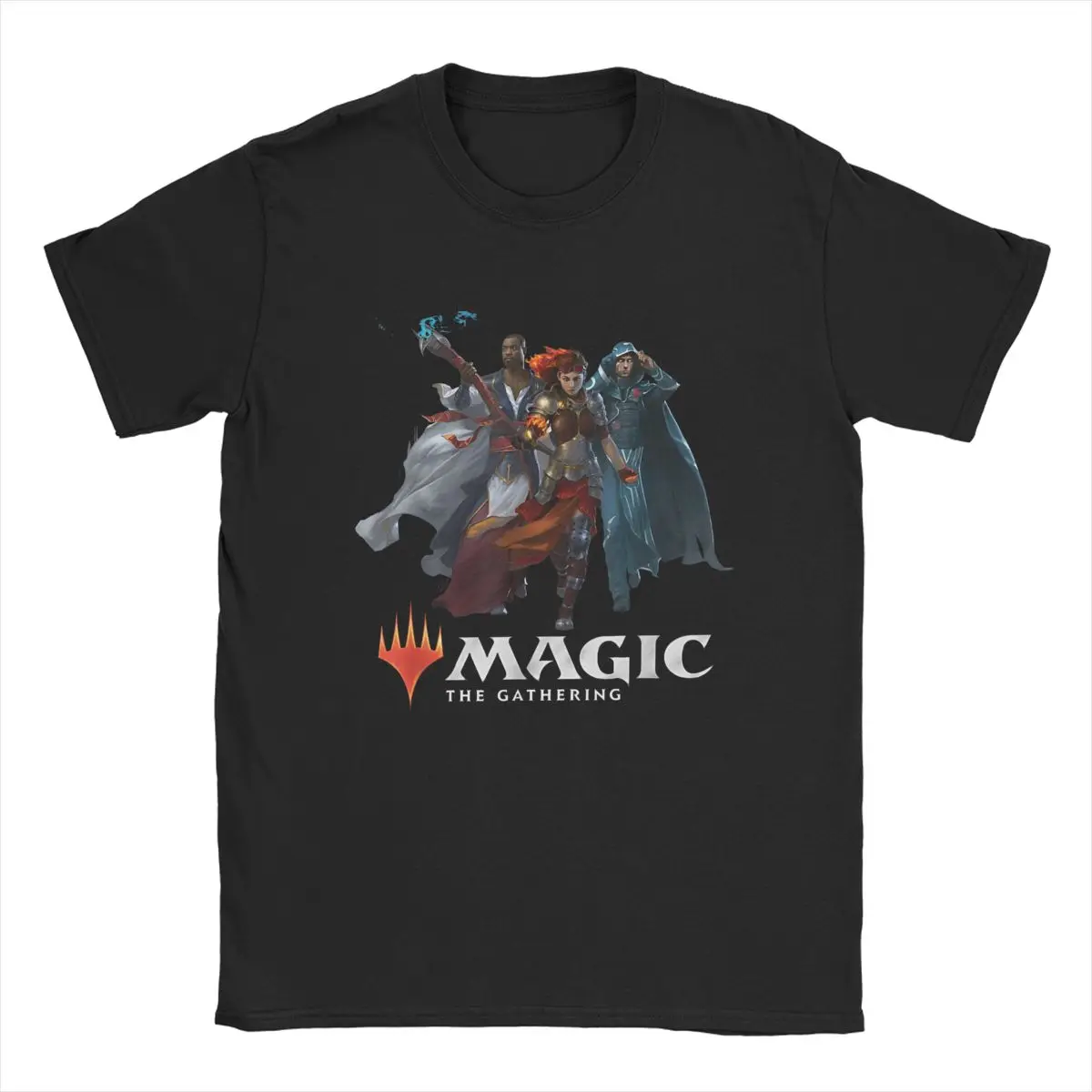 Creative Magic Games Gathering MTG T-Shirts Men Round Collar Pure Cotton T Shirts Three Planeswalkers Short Sleeve Tee Gift