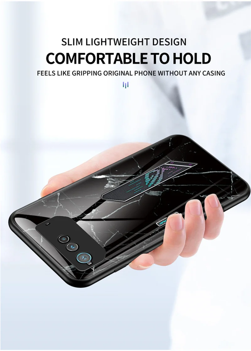 For Asus ROG Phone 6 Rog6 Case Marble Grain Tempered Glass Back Cover Shockproof Phone Case for Asus Rog Phone 6 Phone6 Rog6 5G