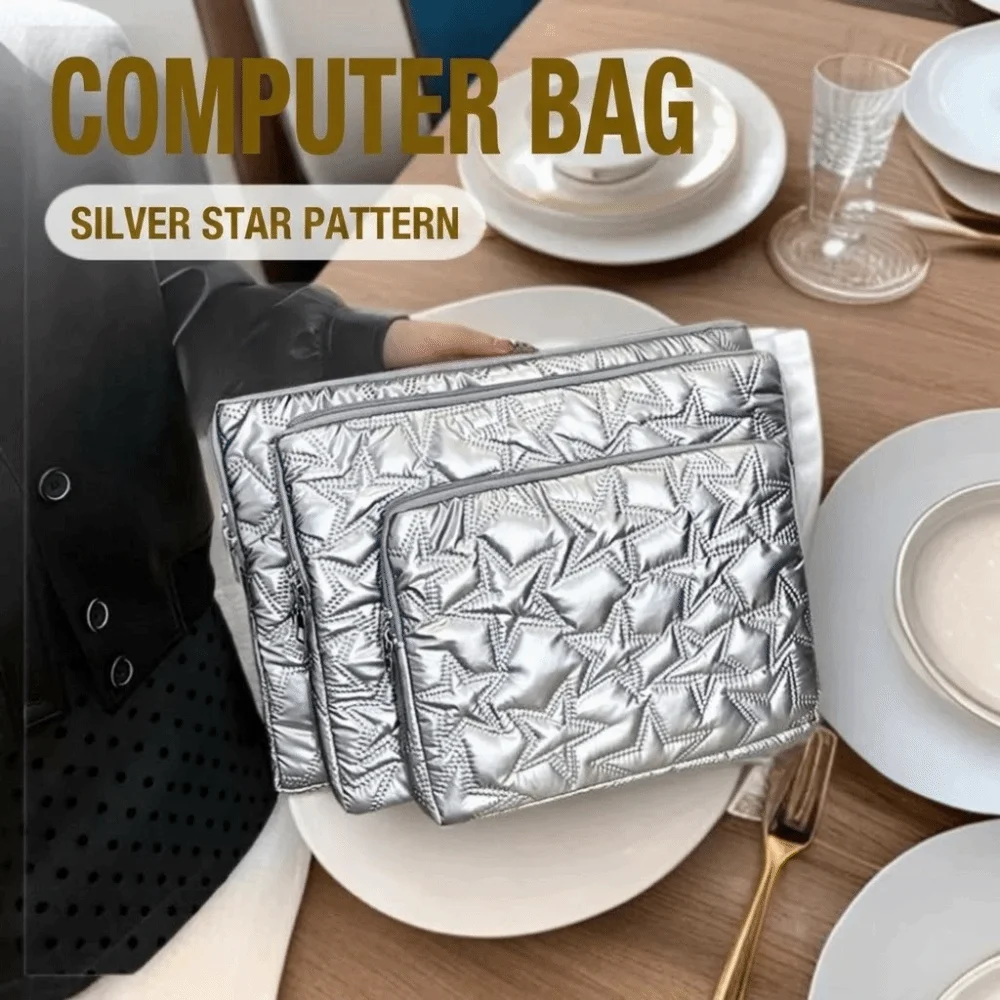 New Solid Color Laptop Case Pleats Design Star-Shaped Tablet Case Protective Lightweight Laptop Sleeve School