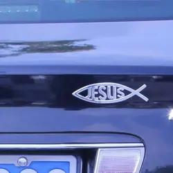 Popular Decoration Emblem Badge Vinyl Window Decal Jesus Fish Symbol Logo Car Sticker Automobiles Motorcycles Accessories