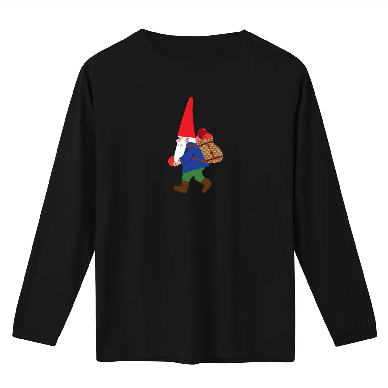 Gnome with a backpack of berries T-Shirt Summer Casual Cotton Tee Oversized Streetwear Tops Vintage Graphic Print