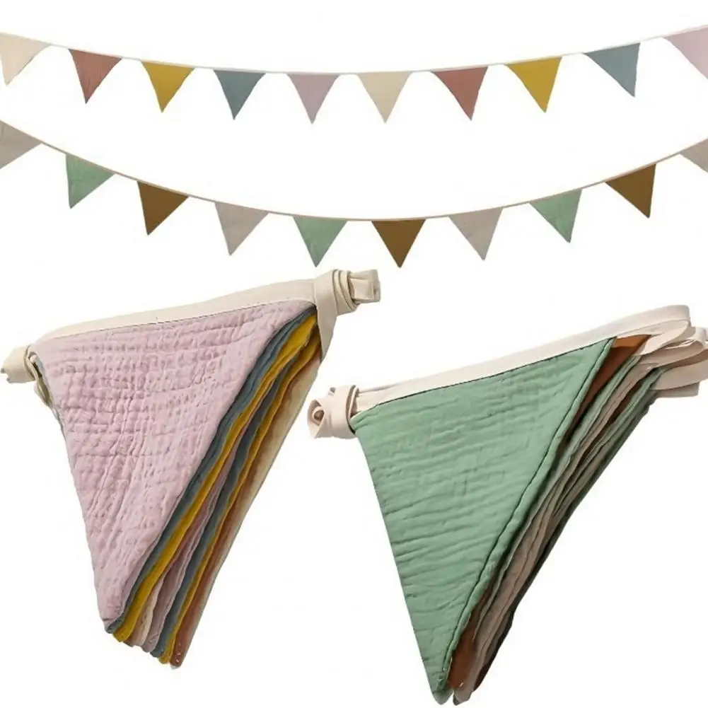 Dining Room Banner Boho Baby Shower Wedding Party Decor Pennant Banner Bunting Flags Nursery Garland Fabric Triangle for Room