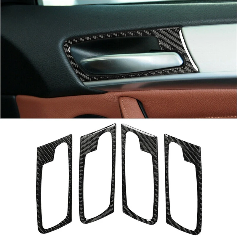 

4Pcs Carbon Fiber Interior Door Handle Cover Trim For BMW X5 E70 X6 E71 2008 2009 2010 2011 2012 2013