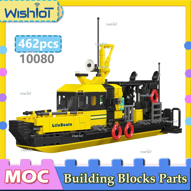 

Моделирование, 462 шт., морская лодка, спасательная шлюпка 10080, модель, набор строительных блоков, многоцелевая спасательная лодка, собранная MOC, кирпичи, игрушки, подарки