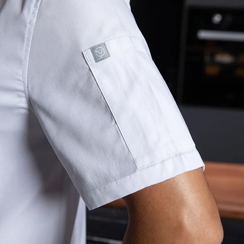 Summer Kitchen Men's Chef Uniform Lightweight Short Sleeve Wear-resistant Hotel Restaurant Workwear