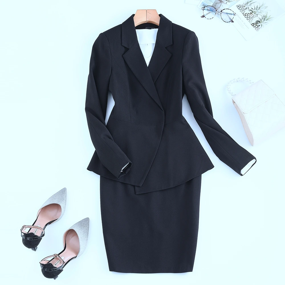 Autumn Formal Ladies Claret Strip Blazer Women Business Suits with Sets Work Wear Office Uniform  Large Size Skirt Jacket Spring