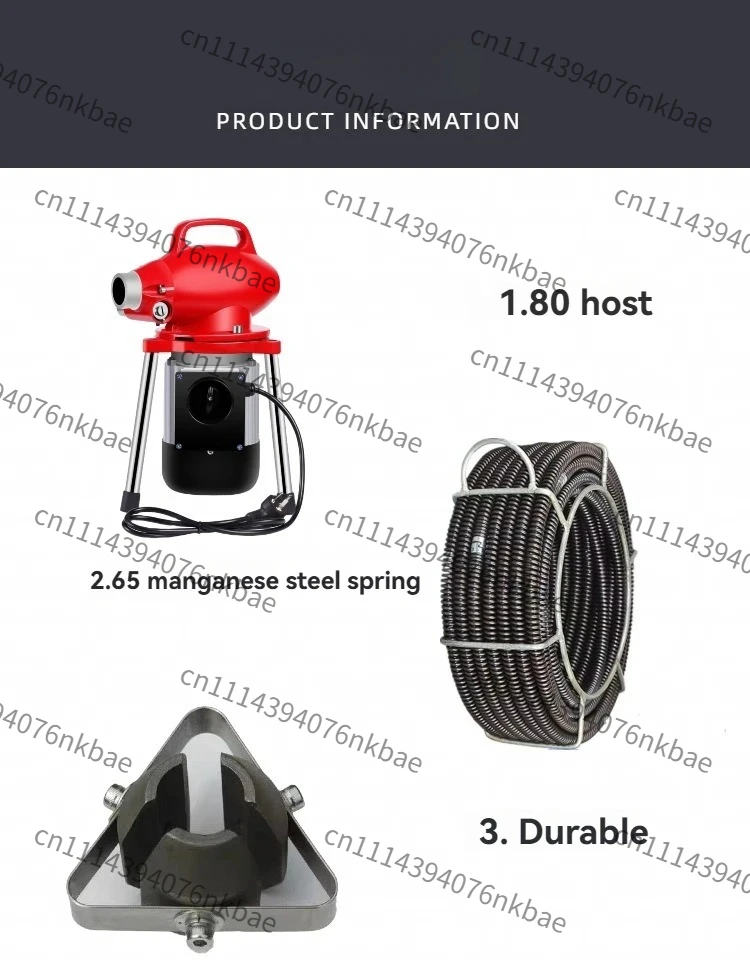 110V/220V Electric Drain Cleaner Machine, Flexible Snake Cable 12.5-19.5m, Home Toilet Sewer Unclogging Plumbing Tool - view 6