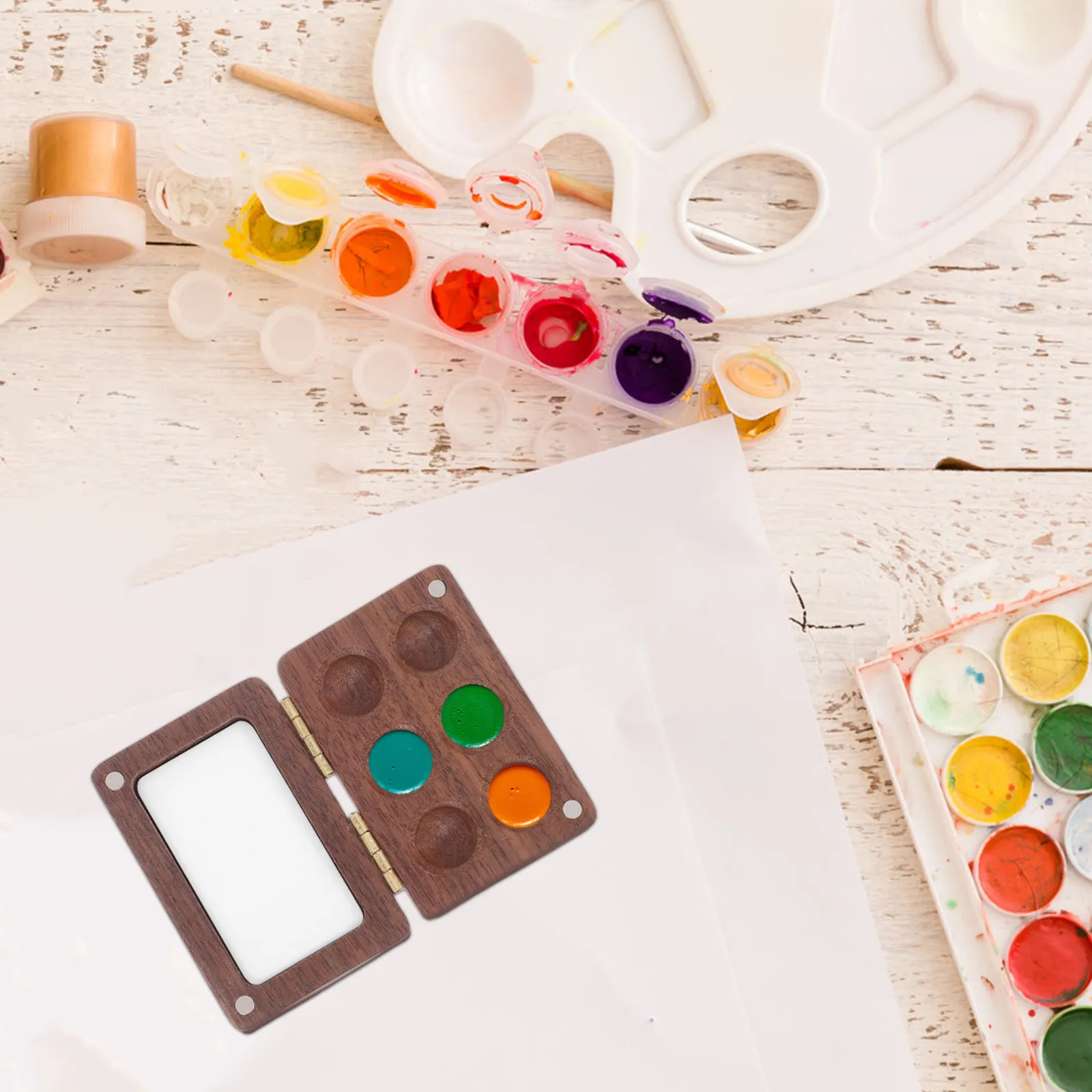 

Mini Black Walnut Watercolor Palette Portable Travel Paint Box Wooden Mixing Tray Pocket Palette for Artists Paint Pallets
