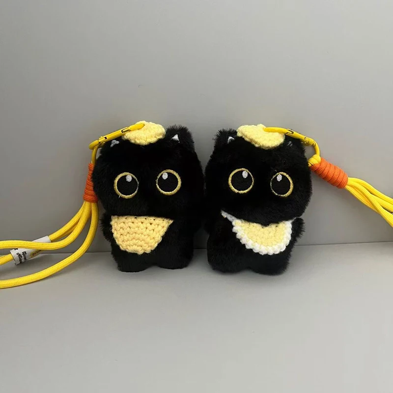 Lindo llavero de gatito negro de peluche Kawaii; Llavero de muñeca de gato de dibujos animados; Colgante de bolso perfecto; Regalos de decoración para colgar mochila.
