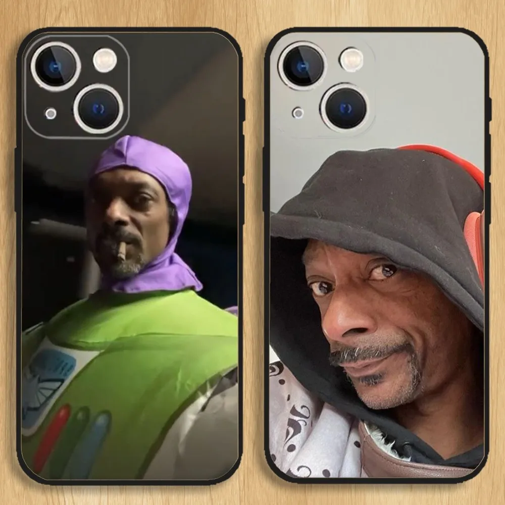 Snoop Dogg Rapper Funny Phone Case For iPhone15,14,13,12,11,Pro,Max,Plus,Mini,X,XS,XR,8,7,6,S,Plus,SE Soft Black Case