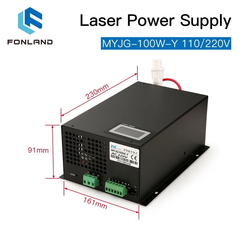 FONLAND MYJG-100W CO2 Laser Power Supply for Reci W2 T2 EFR Yongli CDWJ CO2 Laser Tube Engraving Cutting Machine With Display