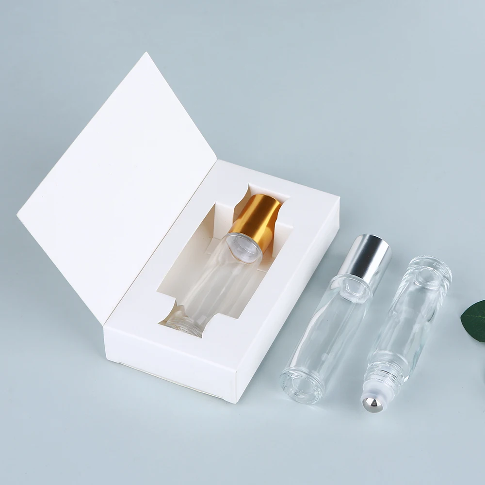 20-30個入り-10ml-透明ガラス香水ローラーボトル-ポータブルデザイン、漏れ防止＆スムーズな回転、再利用可能、箱付き
