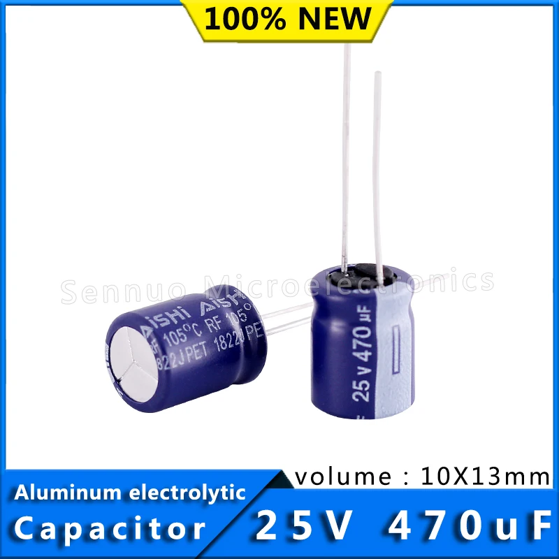 5/Pcs 470uf 25v 105 degrees celcois 10X13 High Frequency Low Resistance Aluminum Electrolytic Capacitor 25V 470uF 10*13mm