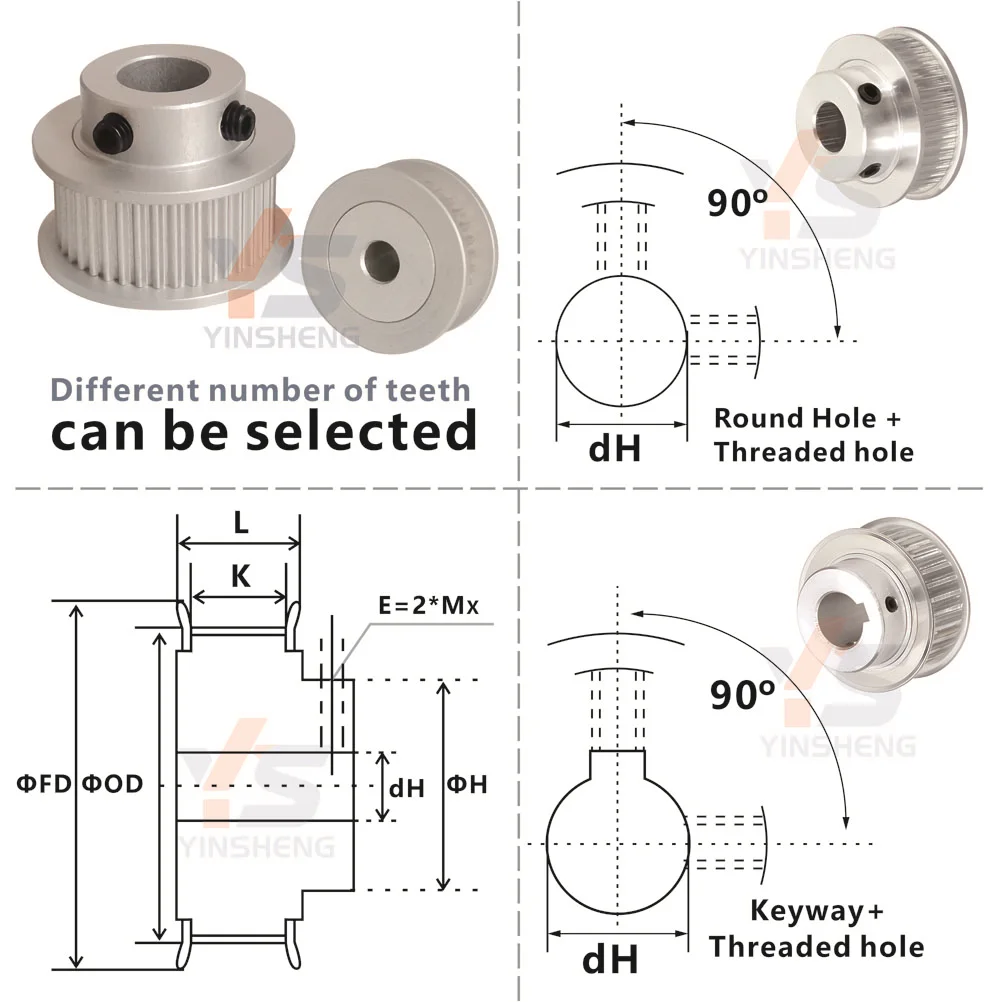 2GT BF ประเภท45 46 48 52 54 56 58ล้อซิงโครนัส G2M สเต็ปเปอร์มอเตอร์รถเข็นความกว้างสายพาน6 10 15มม. รูคีย์เวย์เจาะ5ถึง15มม.