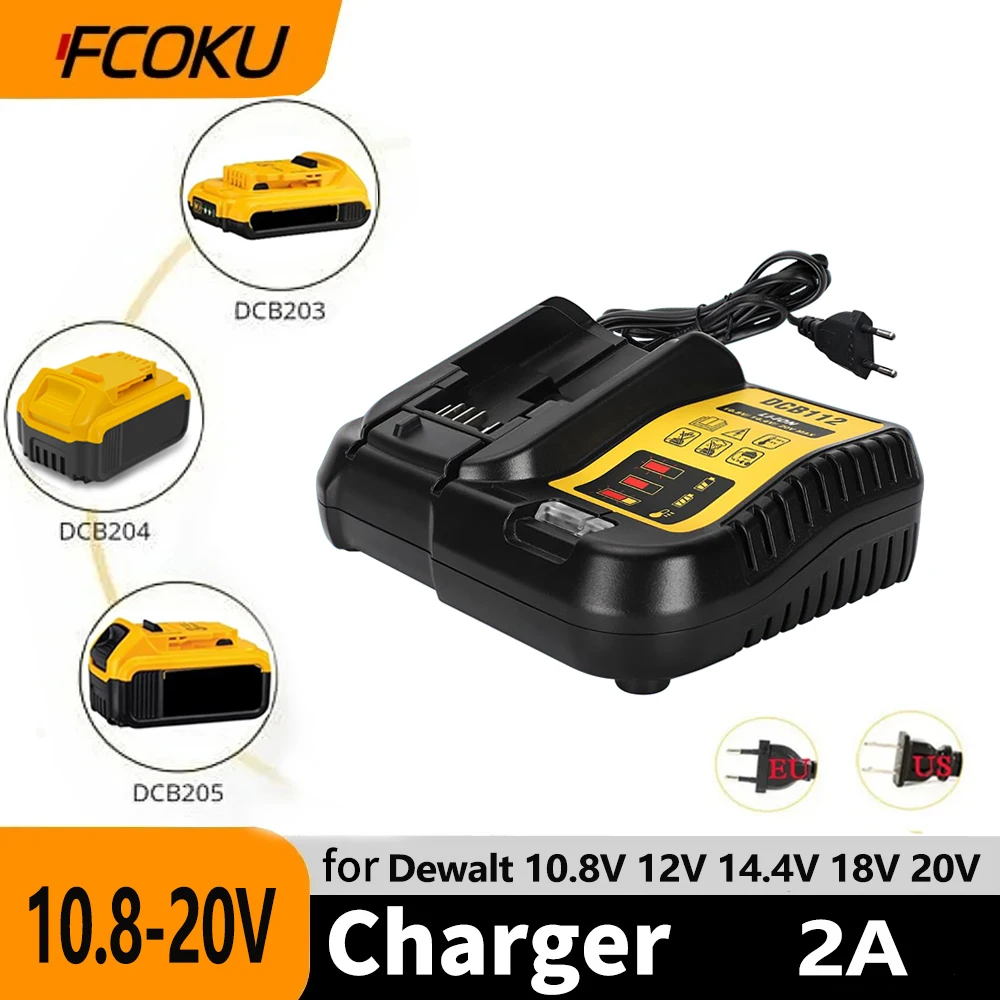 

DCB112 Replace Battery Charger 2A For Dewalt Li-Ion Battery 10.8V 12V 14.4V 18V 20V DCB200 DCB101 DCB115 DCB107 DCB105 DCB140