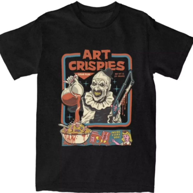 

Art Crispies Terrifier Clown Shirt Apparel Women's Pure Cotton Fashion Retro Horror Tee Clothes Graphic Printing04198