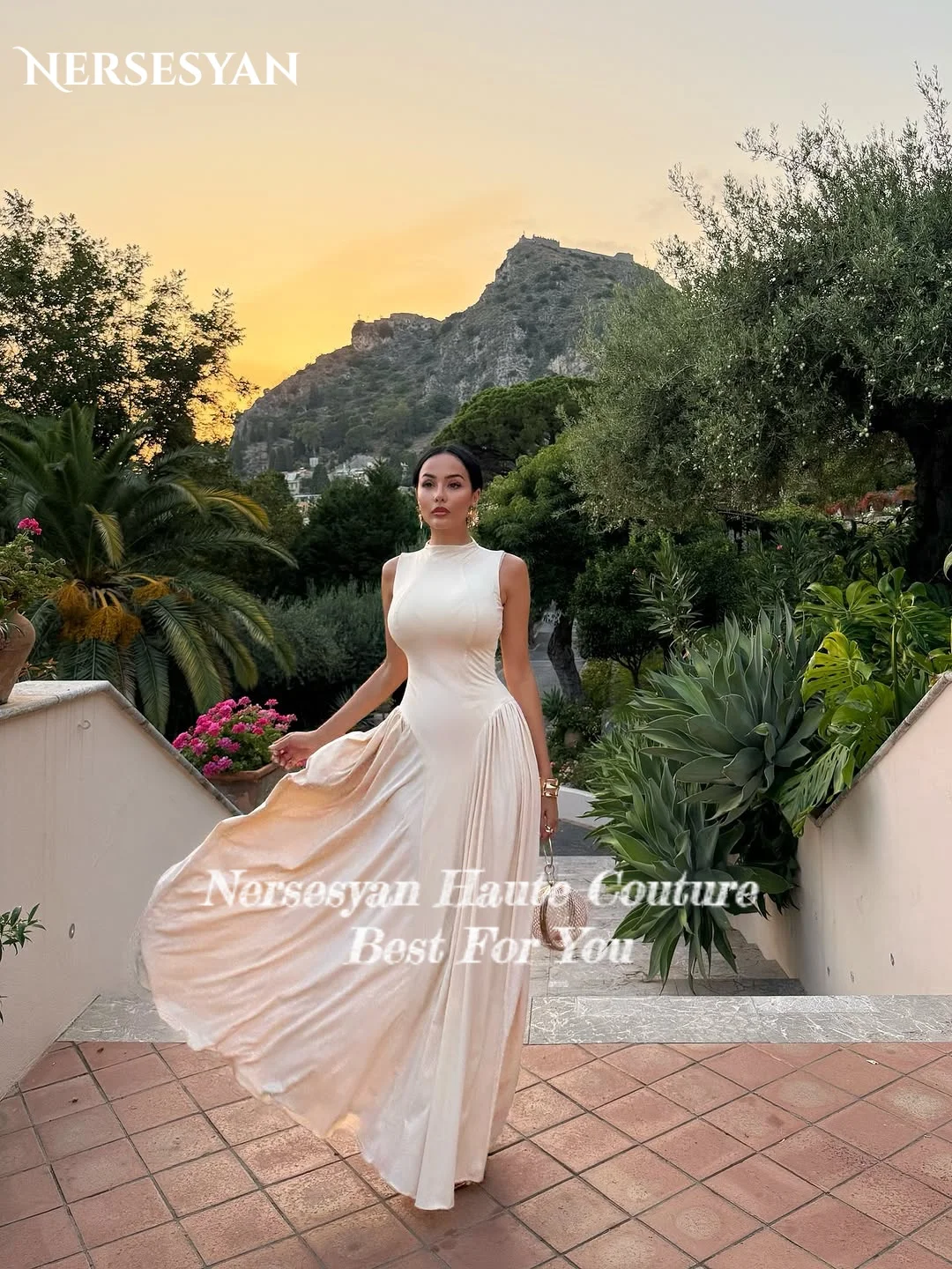 Nersesyan robes de bal élégantes en Satin élastique sans manches robe de soirée formelle femmes robes de soirée abito cerimonia donna personnalisé