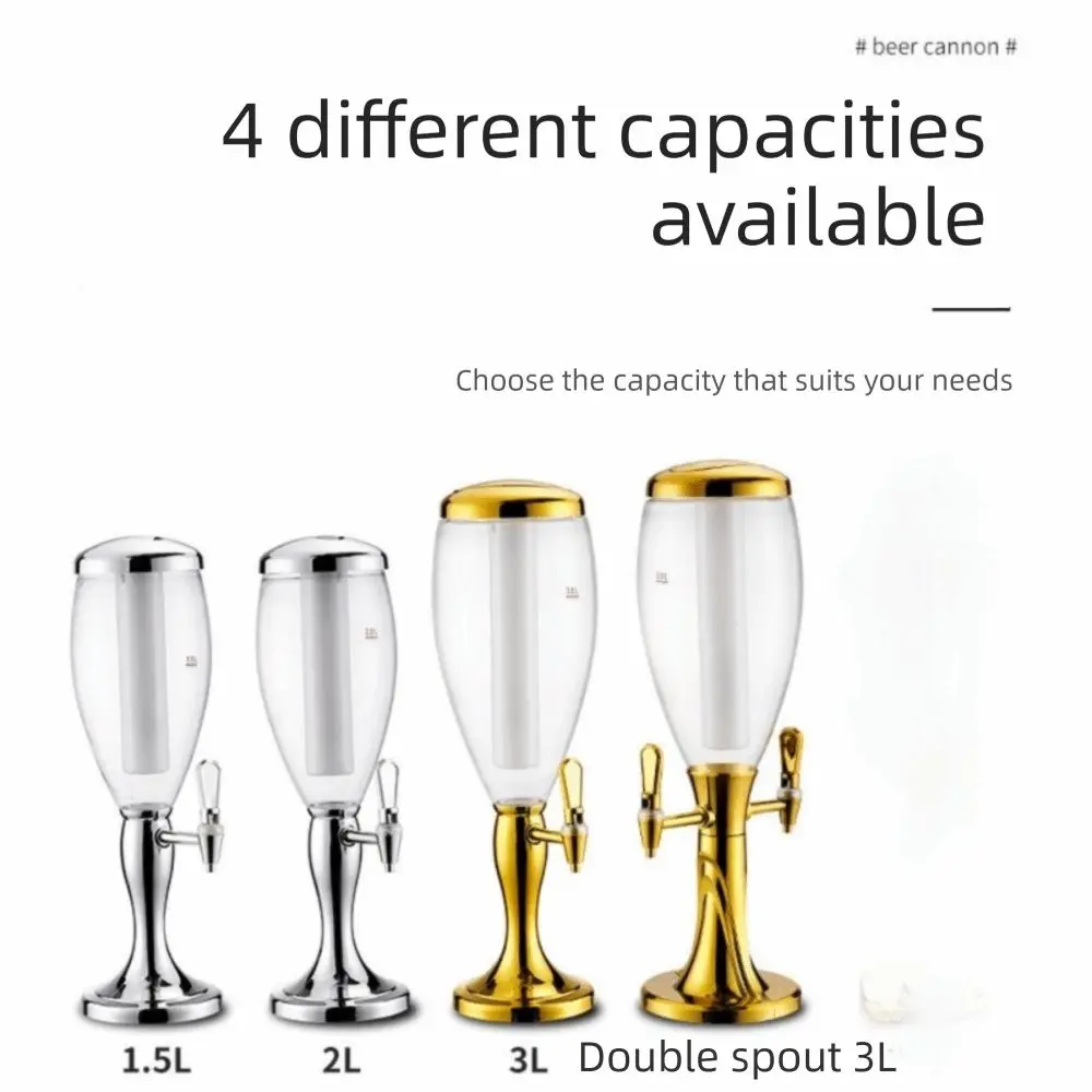 Double-Headed 1.5/2/3L Beer Tower Dual-Head Faucet LED Light Beverage Machine Anti-slip with Icicles Beer Dispenser KTV Use view 3