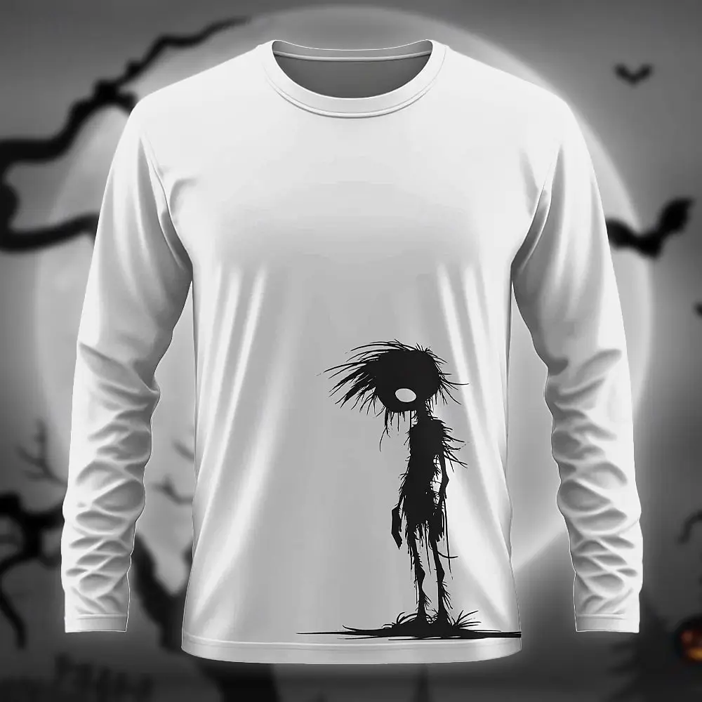 Funny 3D Witch Print Men's Long Sleeve T-shirt Autumn Casual Comfortable O-neck Tops Fashion Loose Pullover Hip Hop Clothing Tee