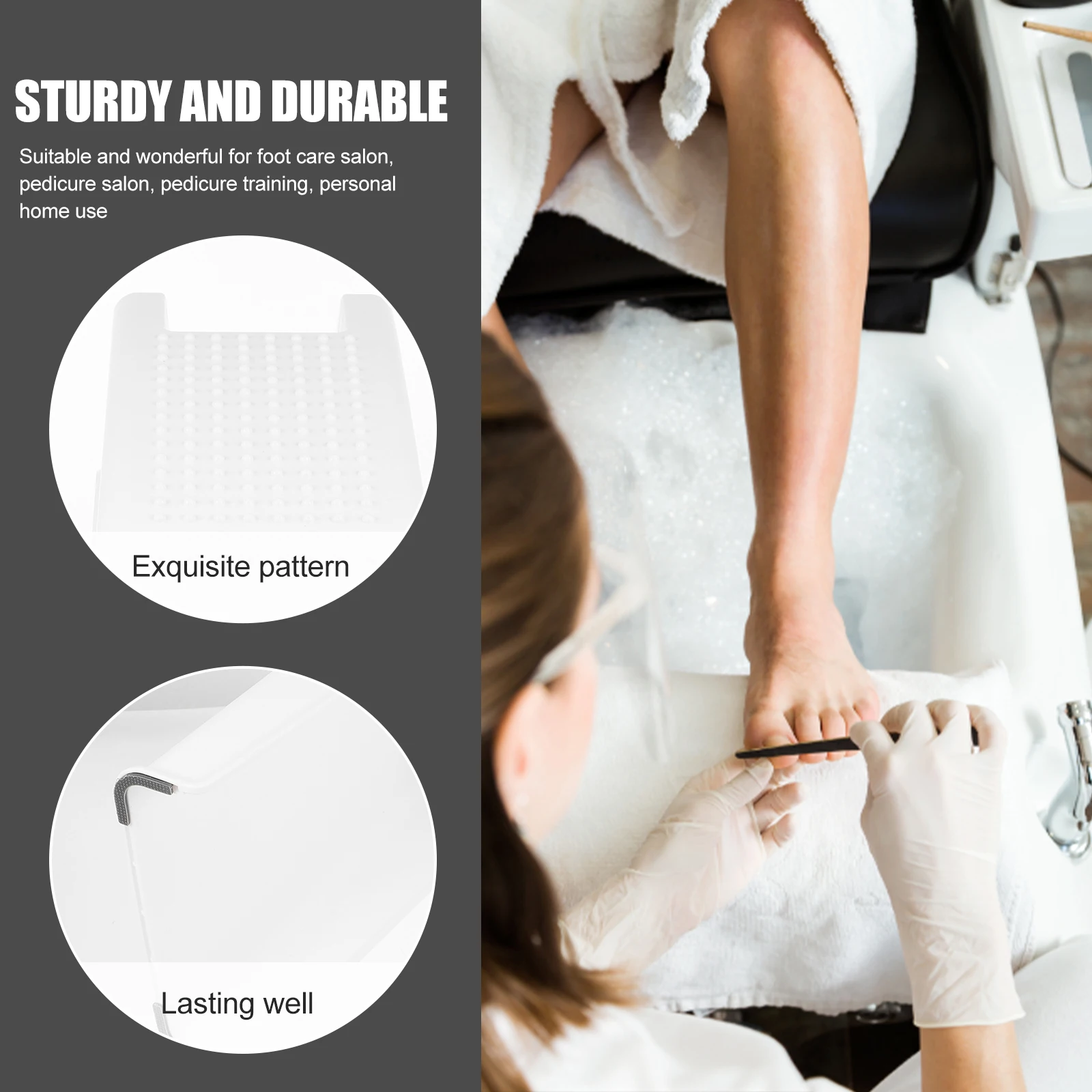 

2Pcs Premium ABS Pedicure Foot Rest Stool Non-Skid Shower Pedicure Footrest Massage Support