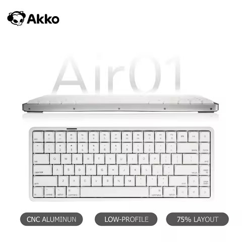 Akko Air 01 Low Profile Keyboard 75% 84-Key Mac Layout Custom Hot-swappable RGB Tri-mode Mechanical Keyboard Gasket Aluminum CNC