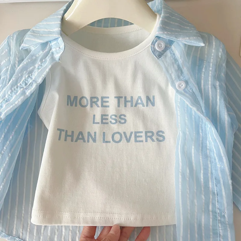 Girls Korean Version of the Three-Piece T-Shirt Short-Sleeved Summer New Undershirt Fashion Children's Sunscreen Clothing Shorts image 6