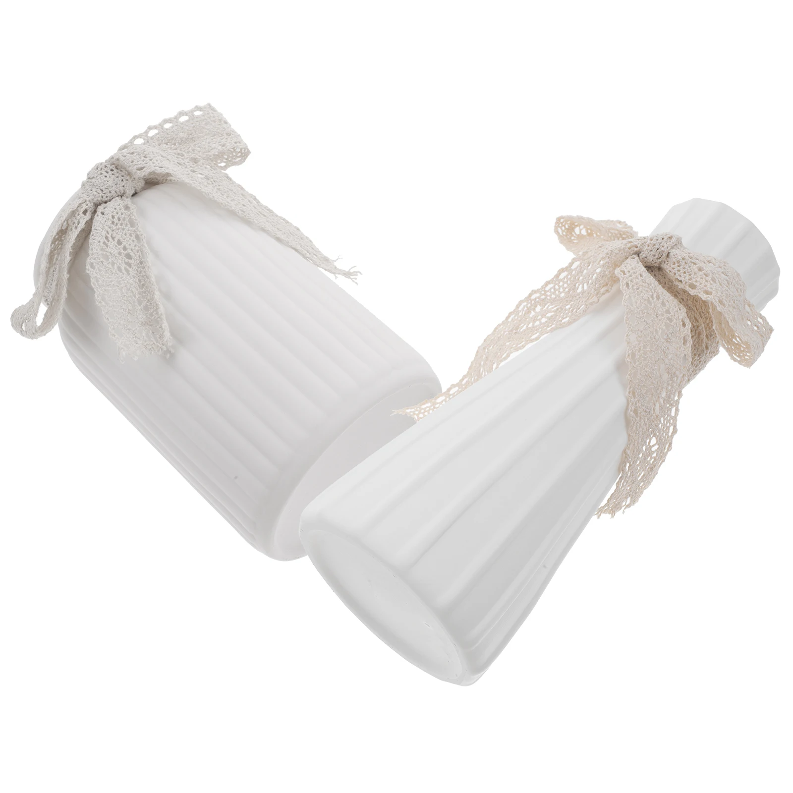 

2Pcs Lace Bowkont Ceramic Vase Decorative Striped Home Flower Arrangement Tabletop Decoration Ceramic Bud Vase