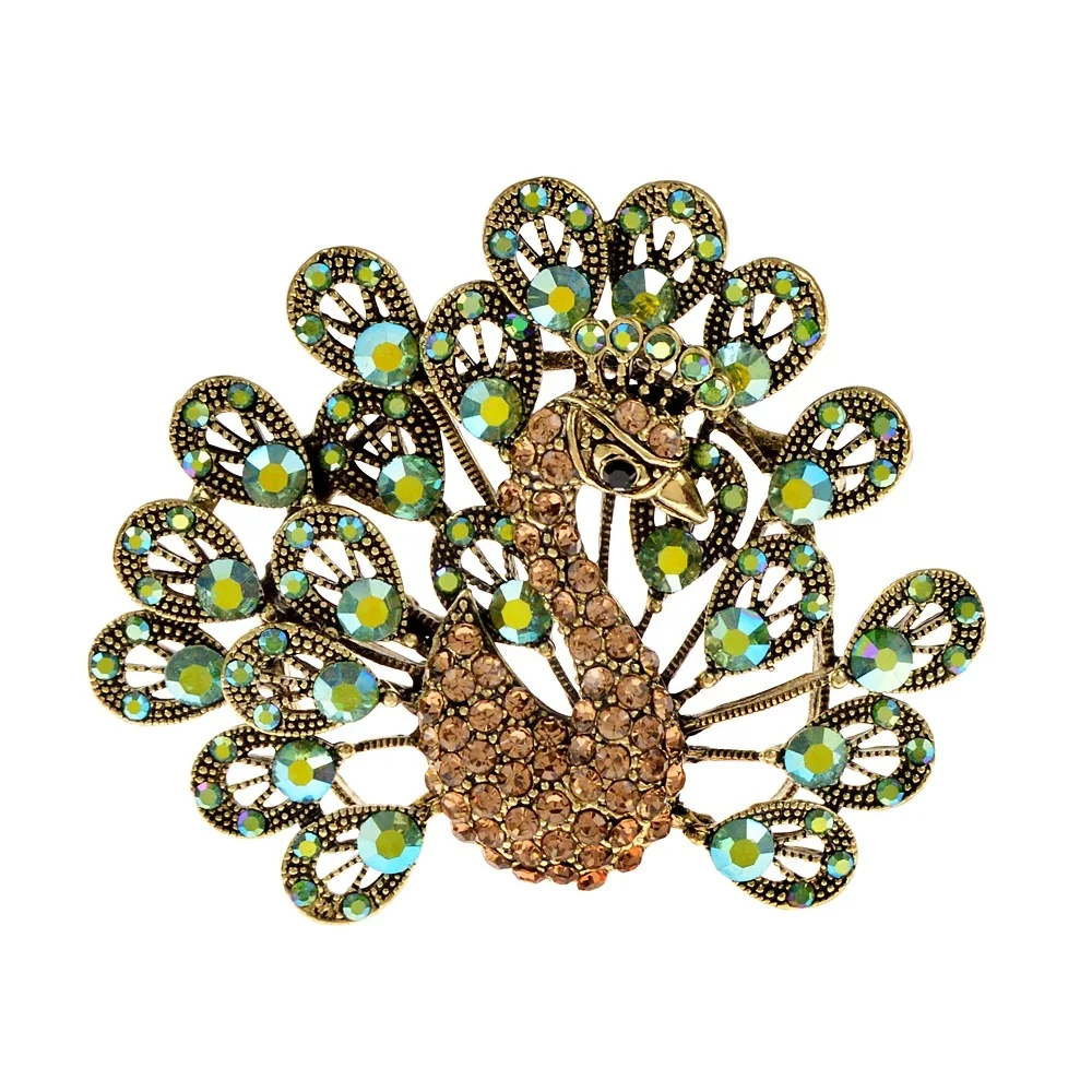 CINDY XIANG Rhinestone Peacock Brooches For Women Animal Design Pin Coat Accessories