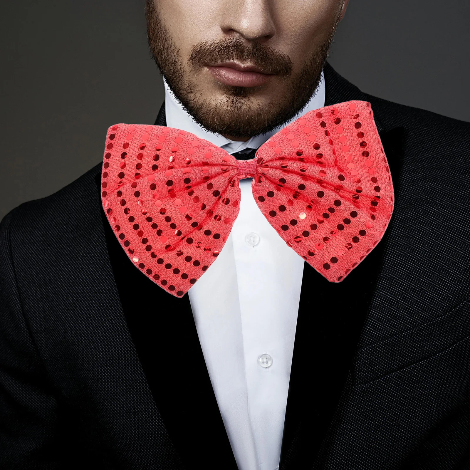

Sparkly Sequin Bow Tie Oversized Glitter Pre-Tied Neckwear For Men Holiday Party Masquerade Carnival Costume Accessory