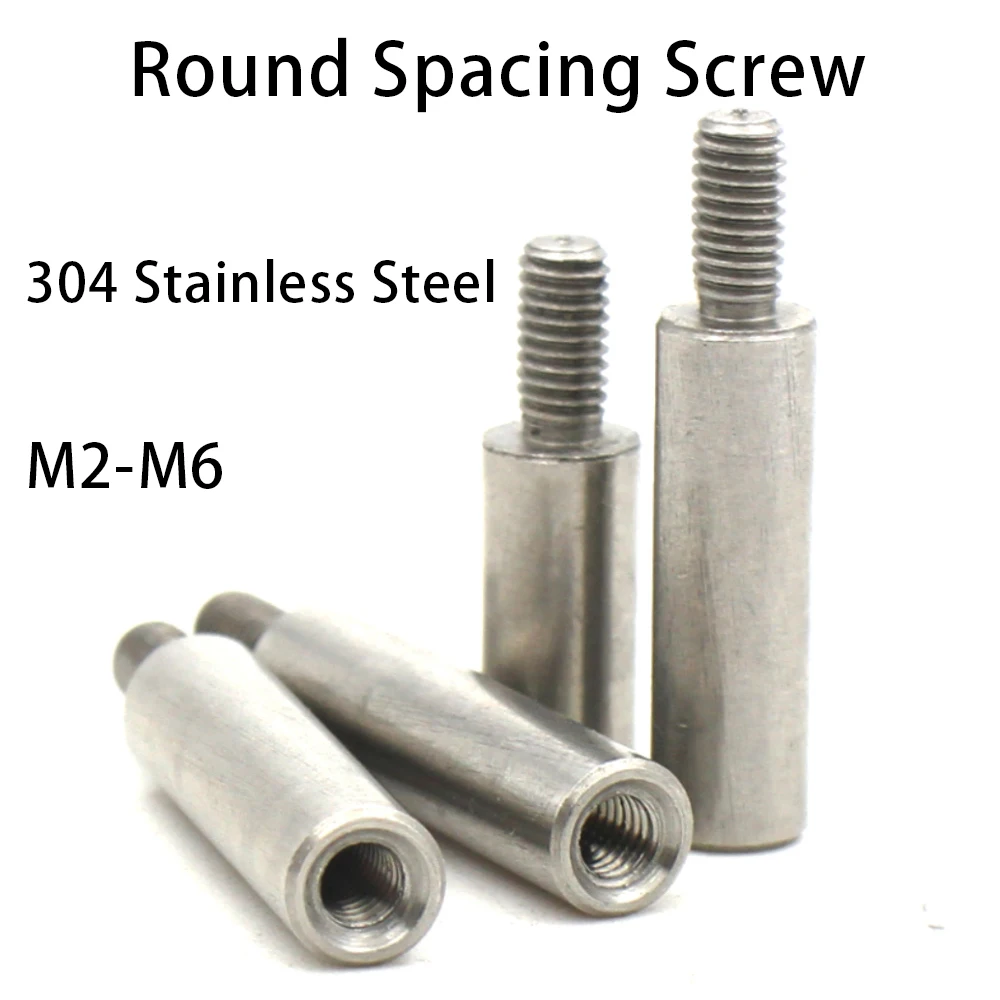 

M2 M2.5 M3 M4 M5 M6 *L+4/6/8mm 304 Stainless Steel Single-End Round Stud with Extended Nut Male-Female Threaded Standoff Adapter