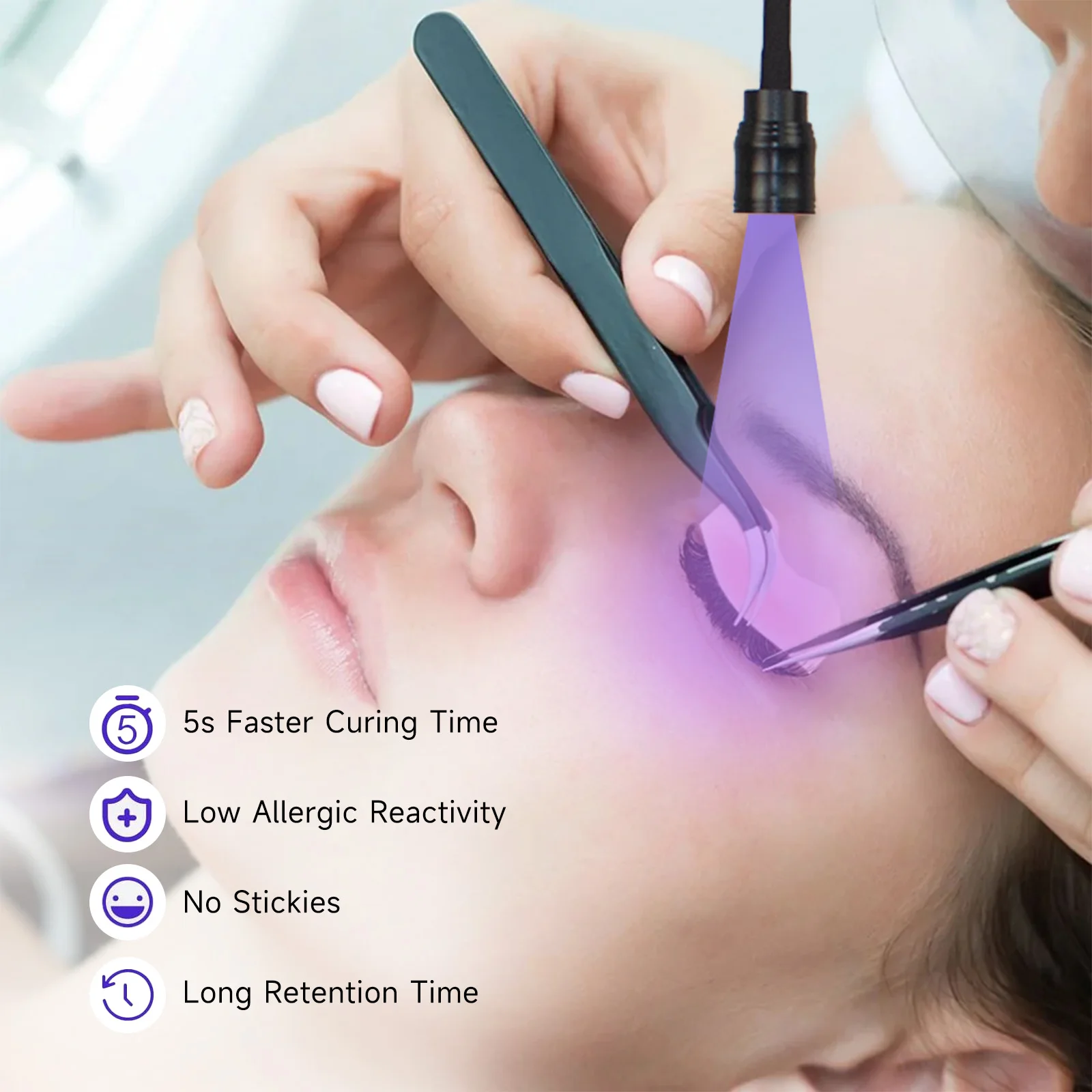 LED 5W ラッシュライト フロアスタンド ペダルスイッチ付き、まつげエクステ ネイルグルー硬化用、調整可能な光集束