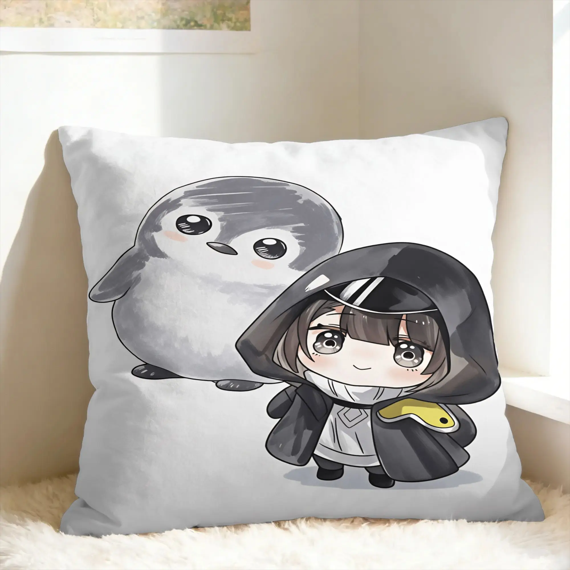 Gugugaga Penguin Arknights Endfield Pillow Case  Retro Trendy Pillow Cover Graphic Pillowcases For Chair Sofa Home Decor