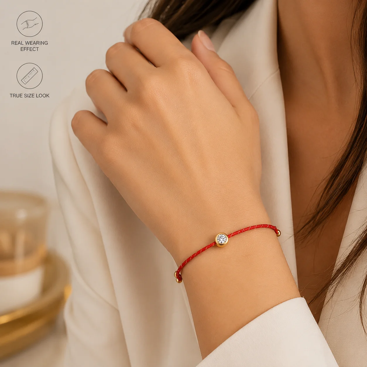 Moissanite Bracelet for Women 0.3CT Round Cut S925 Silver Adjustable Red String Bracelet Colorful Cord Lucky Jewelry Gift