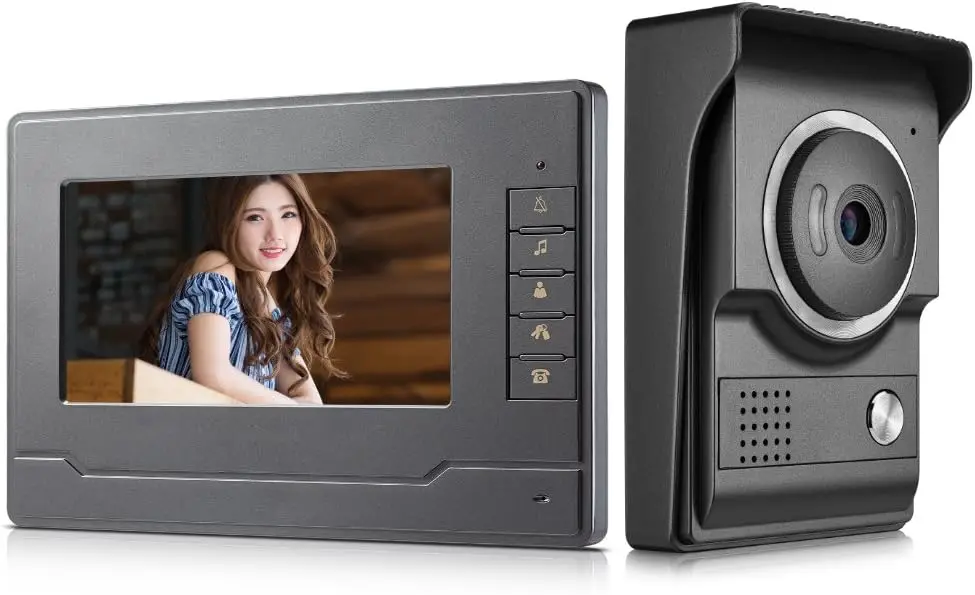 7" Wired Apartment Video Intercom System Doorbell Camera Video Door Phone Kits Support Unlock, Monitoring, Dual-Way Intercom