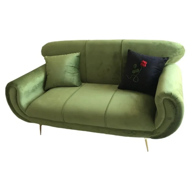 

#For French light luxury bedroom velvet double sofa Xiaohongshu same vintage retro style fabric