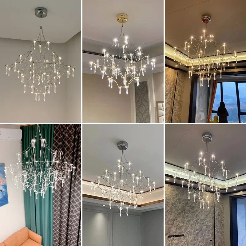 Cube lumineux étoiles partout dans le ciel, éclairage de luxe en cristal pour salon, salle à manger, chambre à coucher, Villa, bâtiment Duplex