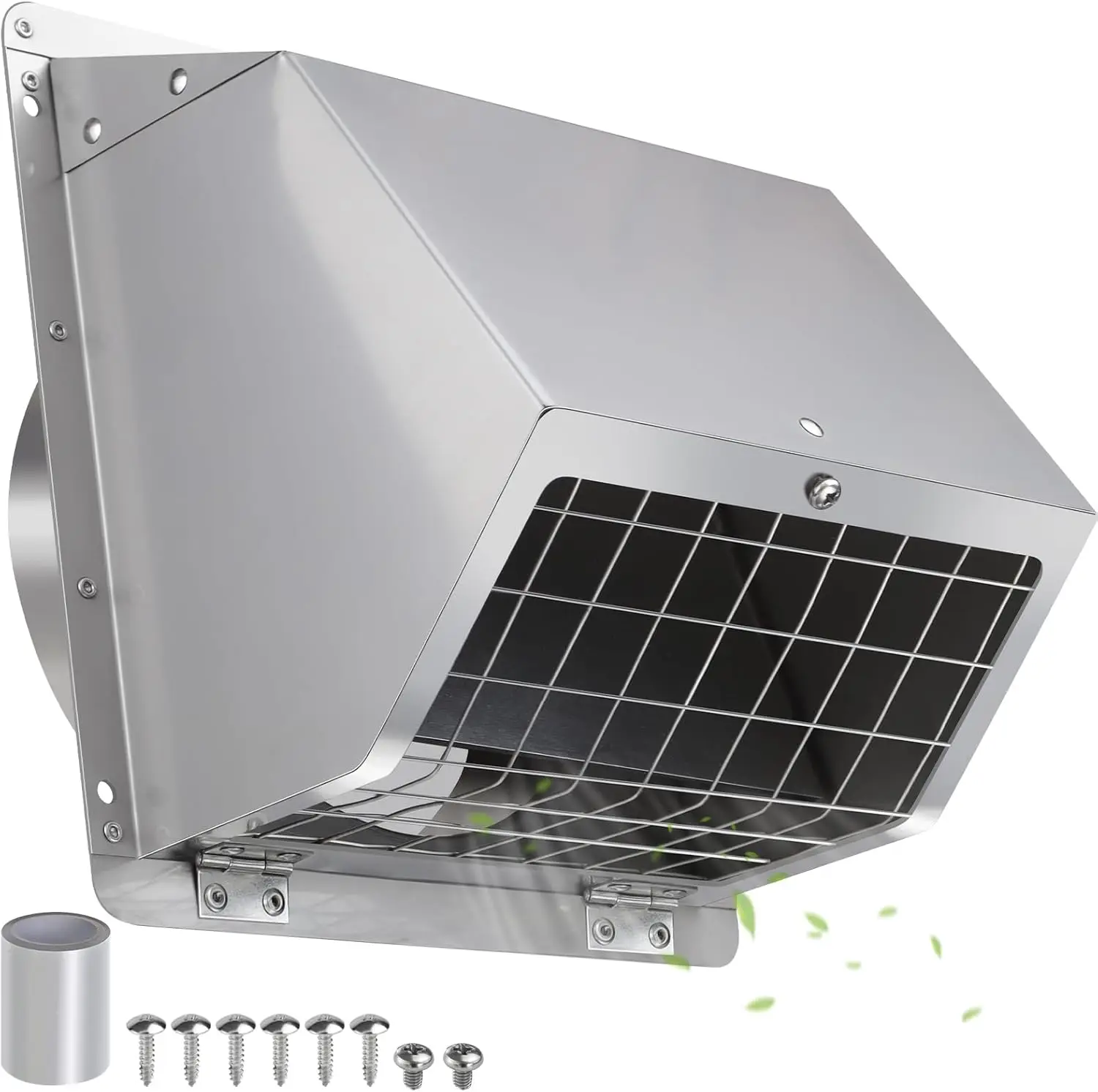 

6 Inch Stainless Steel Wall Vent Cover with Screen and Damper for Range Hood, Bathroom Fan Duct