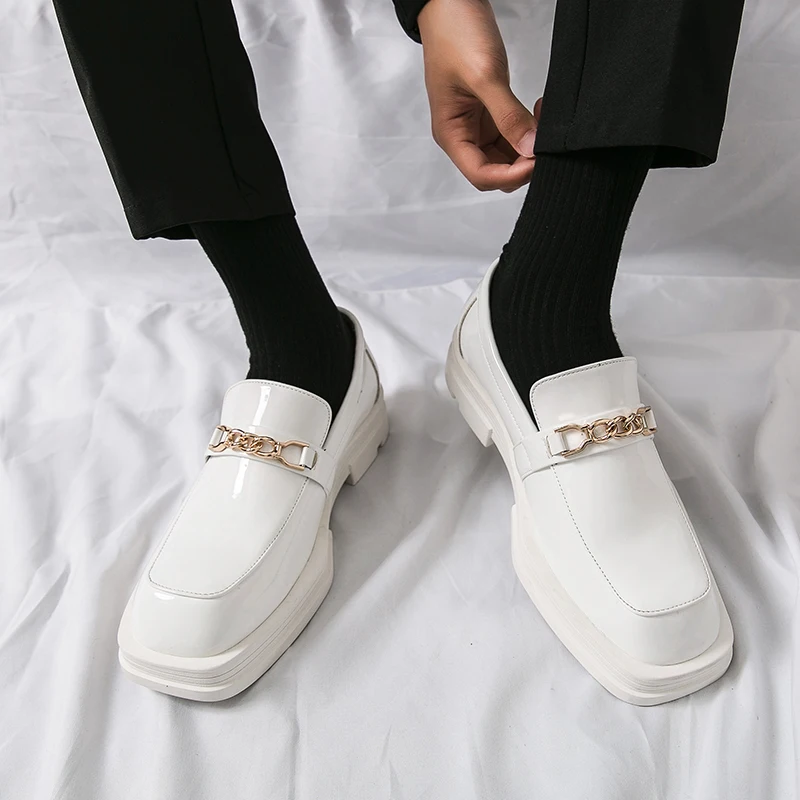 

Height Increasing Spring and Autumn Loafers Chain Thick Sole Anti Slip Wear-resistant Retro Fashionable Casual Men Shoes