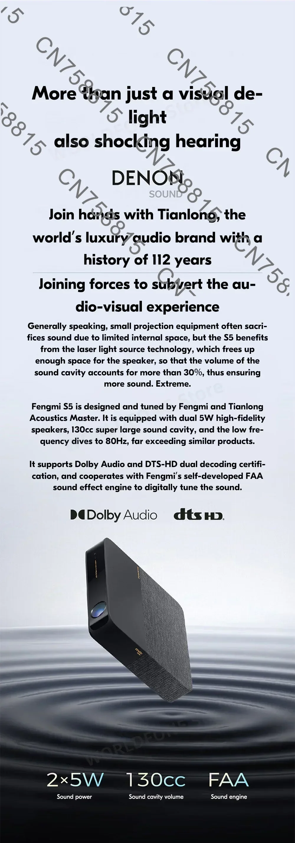 2 + 16G جهاز عرض صغير محمول للمسرح المنزلي 2022 98 جديد ، S5 ALPD جهاز عرض ليزر 1080P Full HD 1100ANSI Lumens HDR #1