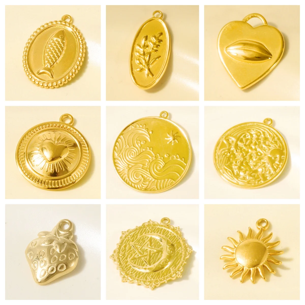 

3Pcs Stainless Steel Gold Color High Quality Round Plant Animal Pendant Jewelry Making DIY Necklace Accessories Crafts Findings