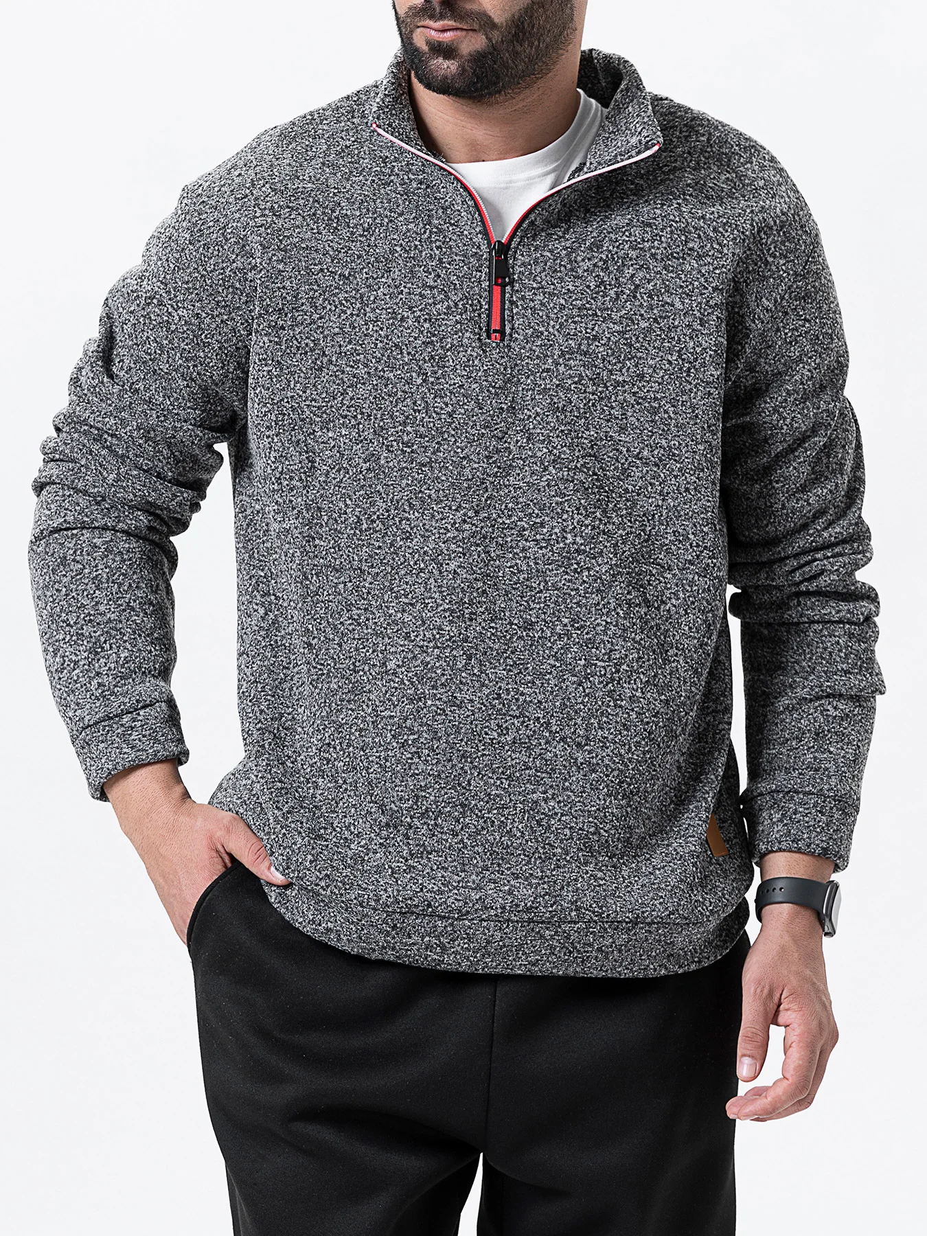 Spring Autumn Men's Standing Collar Half Zipper Sportswear Long Sleeve Sweatshirts Men Casual Knitted Pullovers Daily Coats