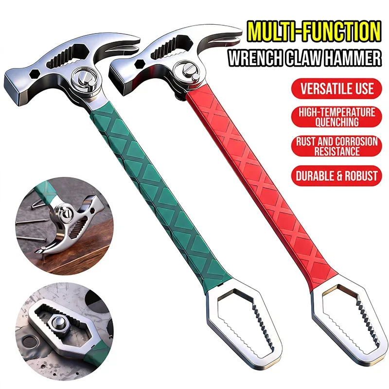 Multifunctional Adjustable Claw Hammer All-in-One Woodworking Wrench Hammer 5 Gear Rotatable Head Household Repair Hand Tool