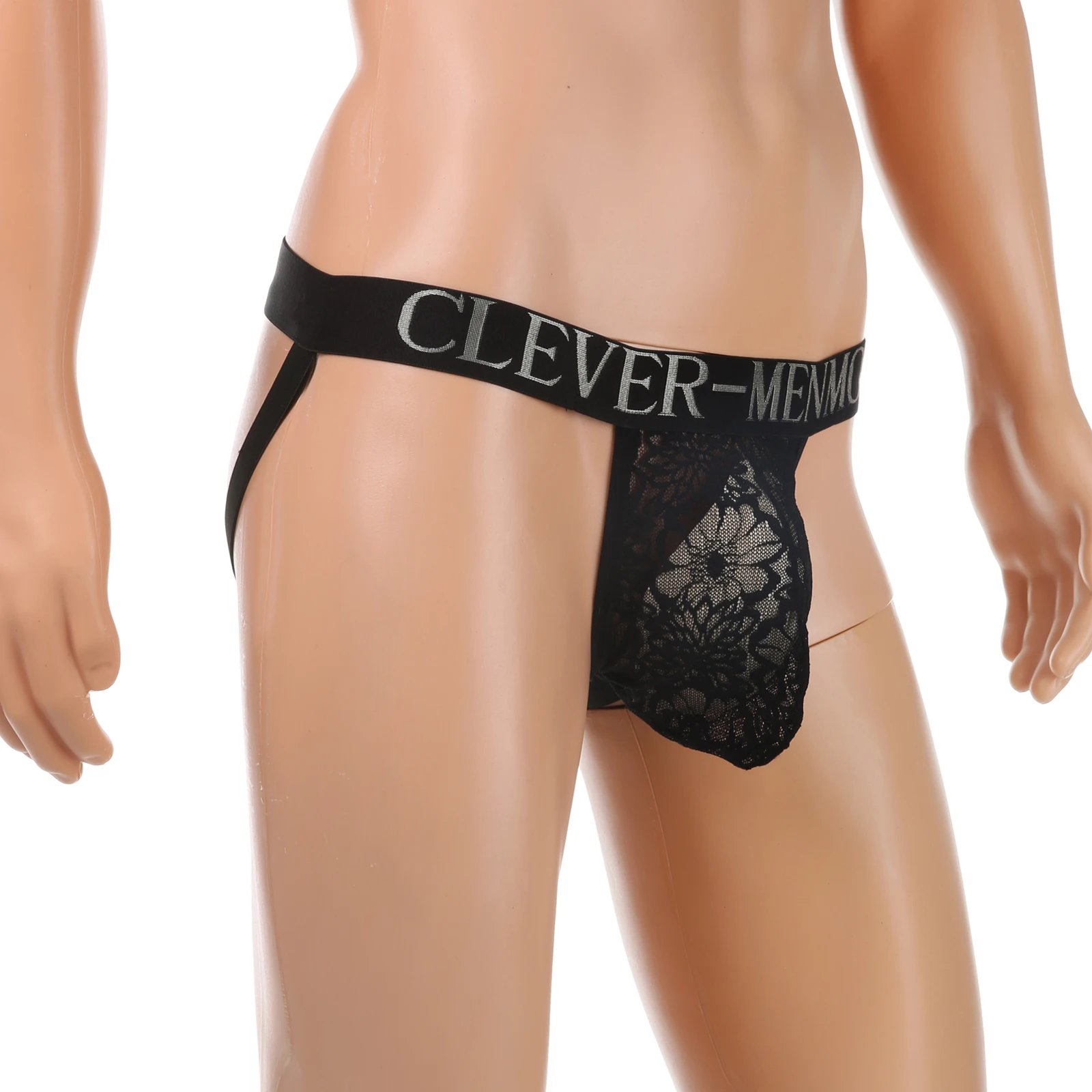 

CLEVER-MENMODE Men Underwear Thong Jockstrap Lace Panties G String Sexy Big Penis Pouch Lingerie Transparent Underpants Buttocks