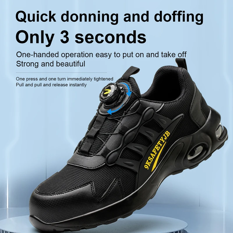 Men's Rotating Button Safety Shoes Steel Toe Work Sneakers Indestructible Shoes Puncture-Proof work Boots Air Cushion Men Boots